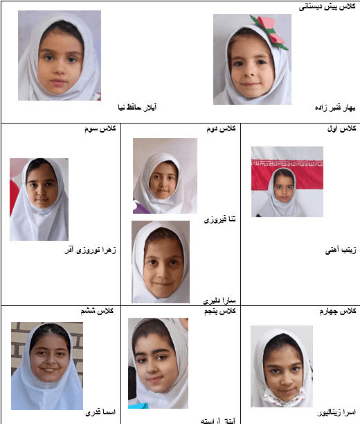 دانش آموزان پرتلاش هفته دوم اردیبهشت در سال تحصیلی ۱۴۰۲-۱۴۰۳ مدرسه گل مریم.